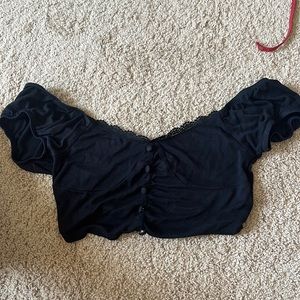 Cropped black off the shoulder tank